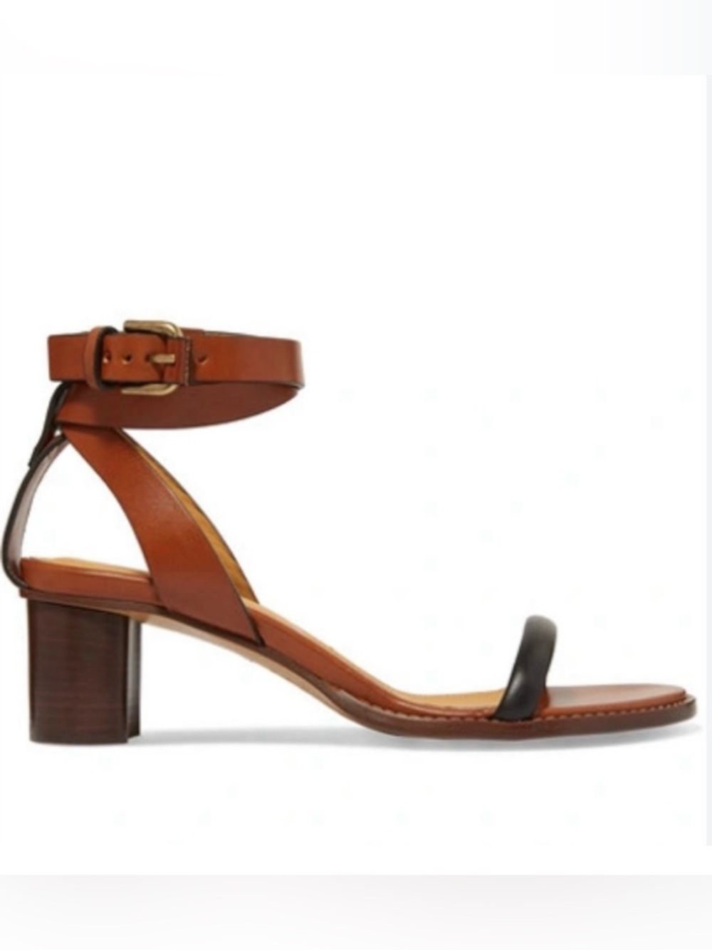 Isabel Marant Brown and Black Leather Ankle-Strap Sandal